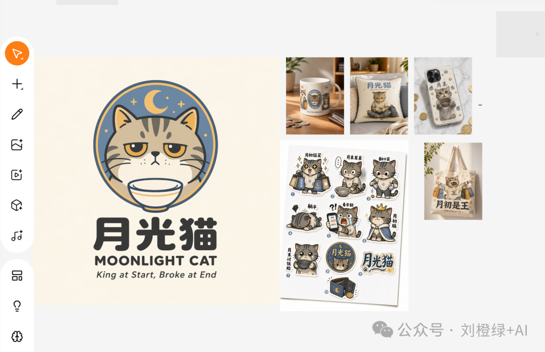 月光猫 Logo、角色设定与周边效果图画布